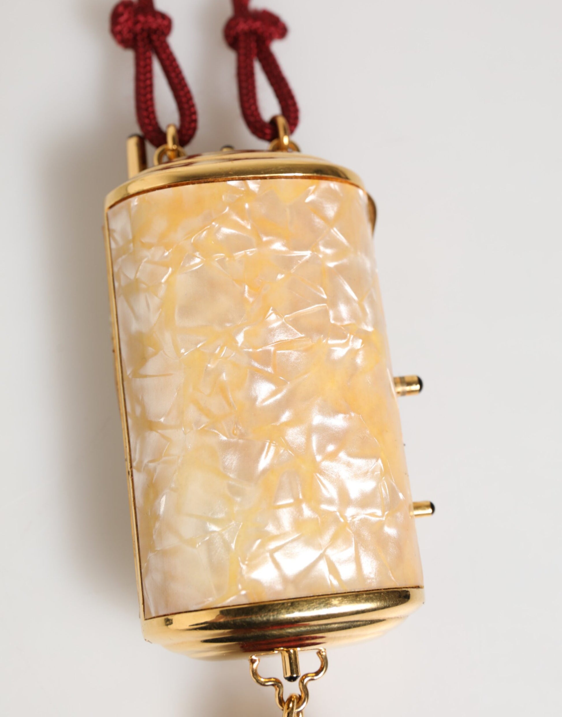 Dolce & Gabbana White Resin Gold Metal Crossbody Mini Purse Pendant Bag