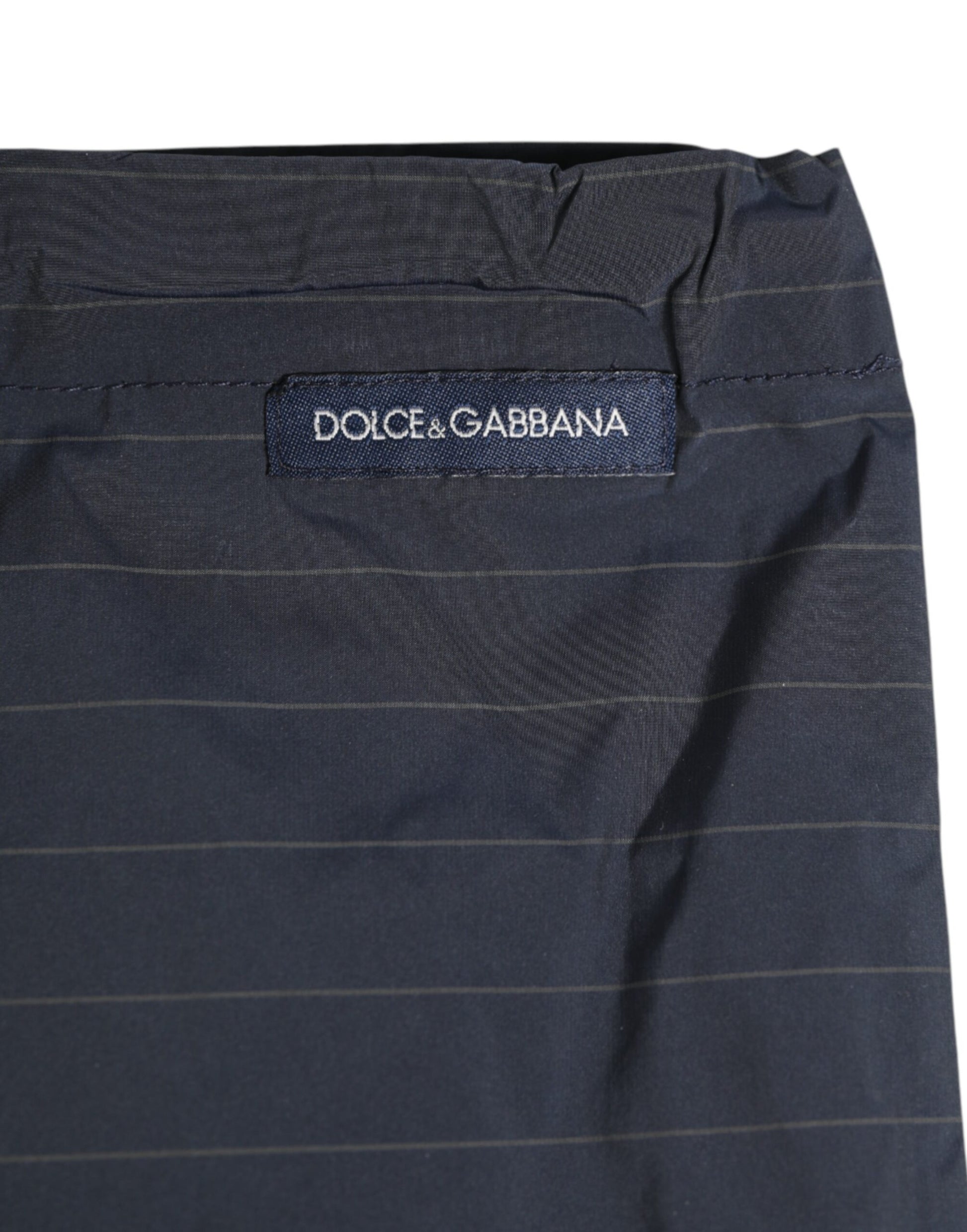 Dolce & Gabbana Navy Blue Polyester Pinstripe Men Shorts Swimwear
