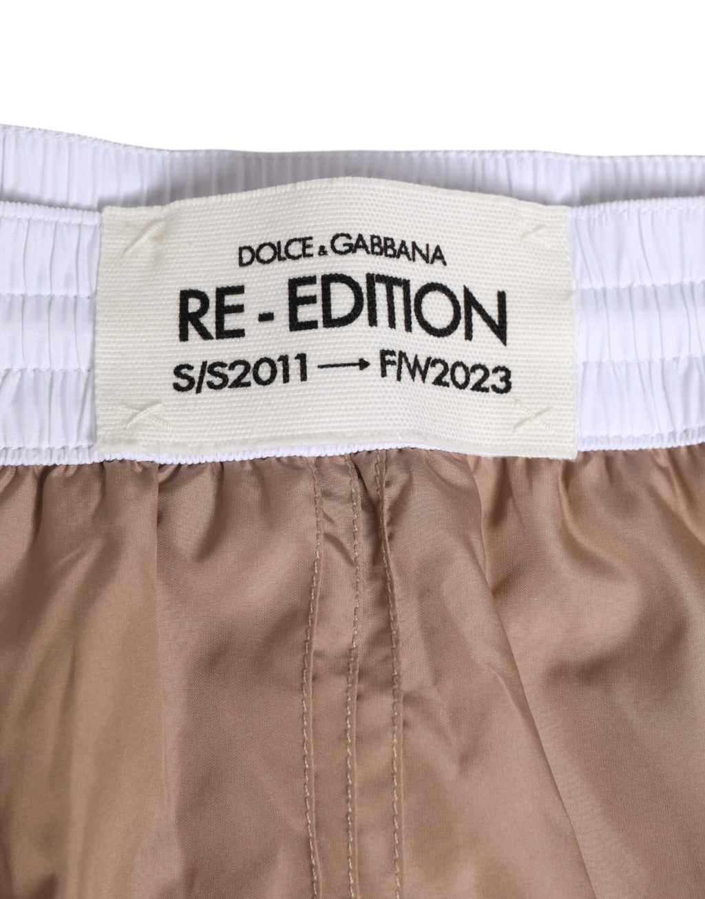 Dolce & Gabbana Brown White Polyester Re-Edition Shorts Swimwear