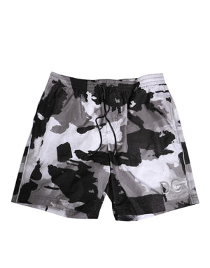 Dolce & Gabbana Black White Camouflage DG Logo Men Swimwear