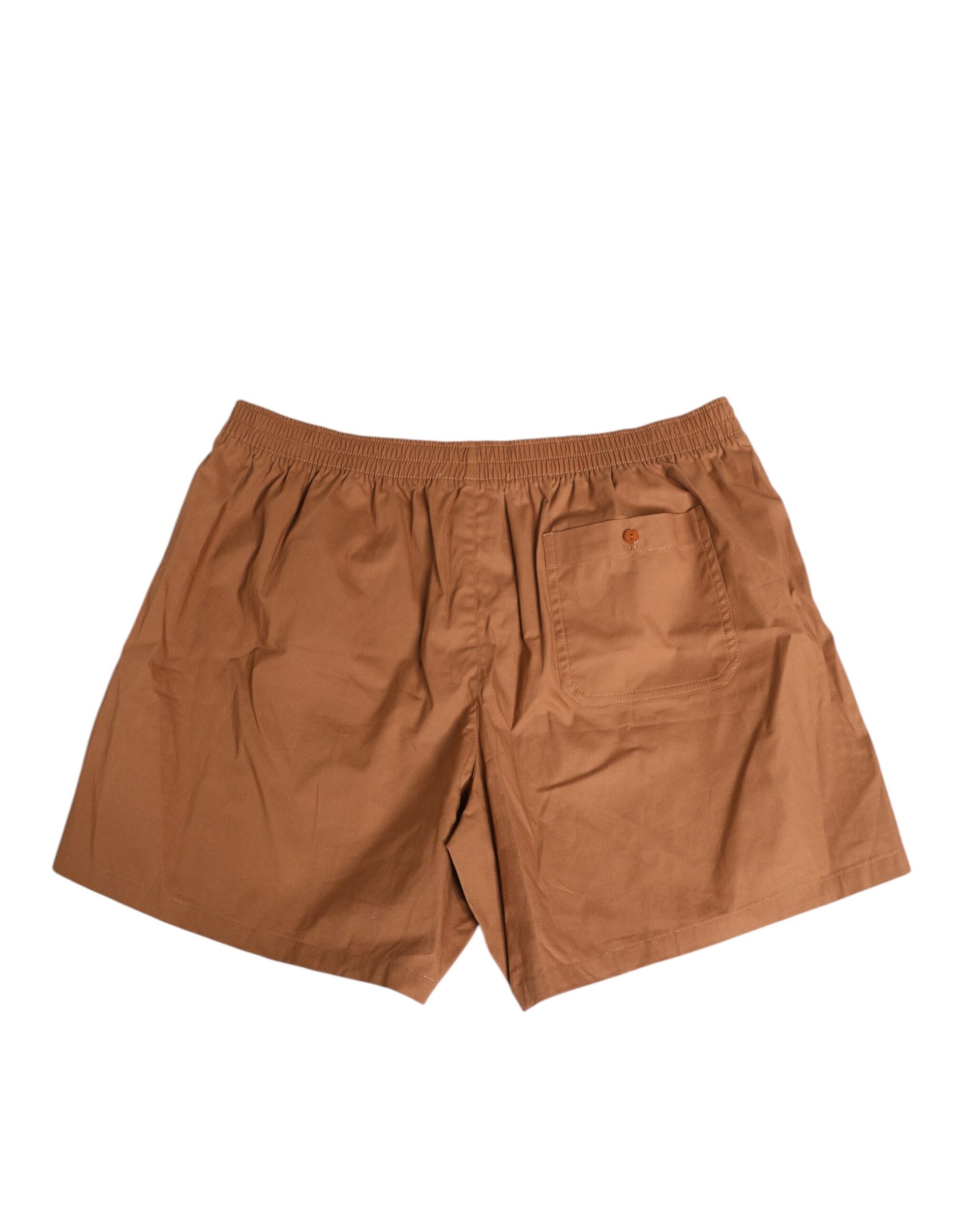 Dolce & Gabbana Brown Cotton Boxer Waistband Short Swimwear