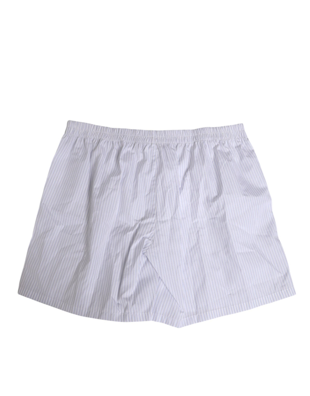 Dolce & Gabbana White Blue Cotton Striped Button Fly Shorts Swimwear