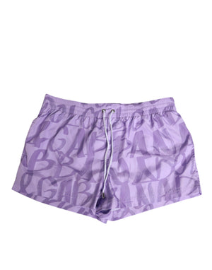 Dolce & Gabbana Purple DG Logo Print Nylon Men Shorts Swimwear