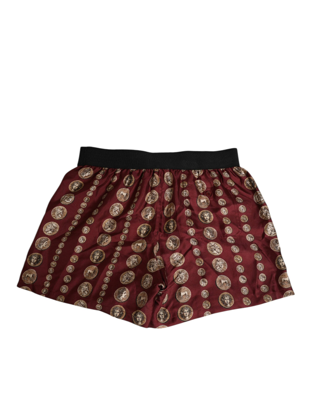 Dolce & Gabbana Burgundy Silk Coin Print Men Boxer Short Swimwear
