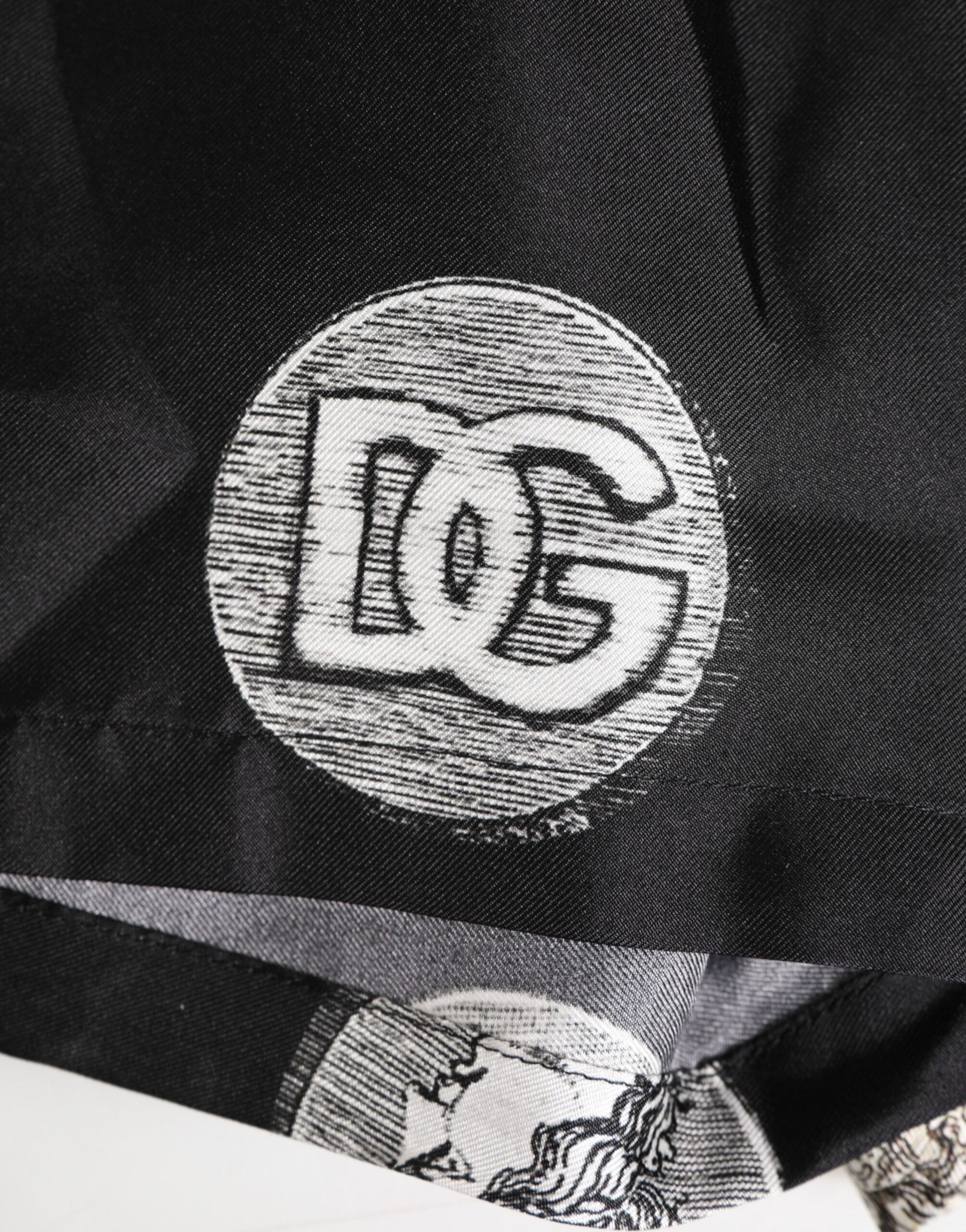 Dolce & Gabbana Black Silk Ancient Coin Print Boxer Short Swimwear