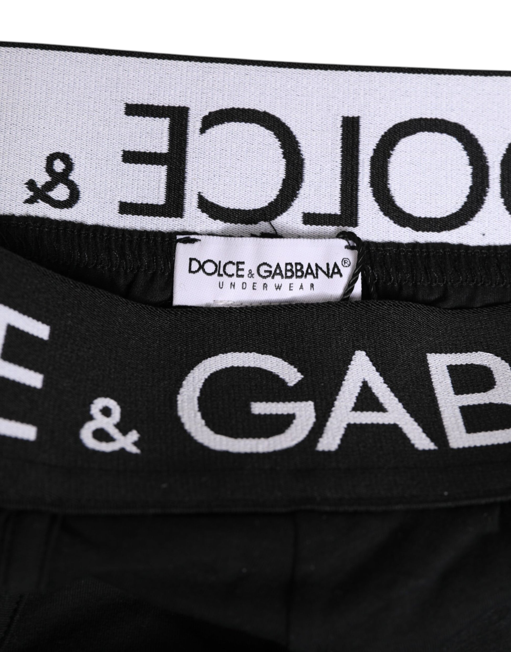 Dolce & Gabbana Black Cotton Elastic Logo Waistband Swimwear