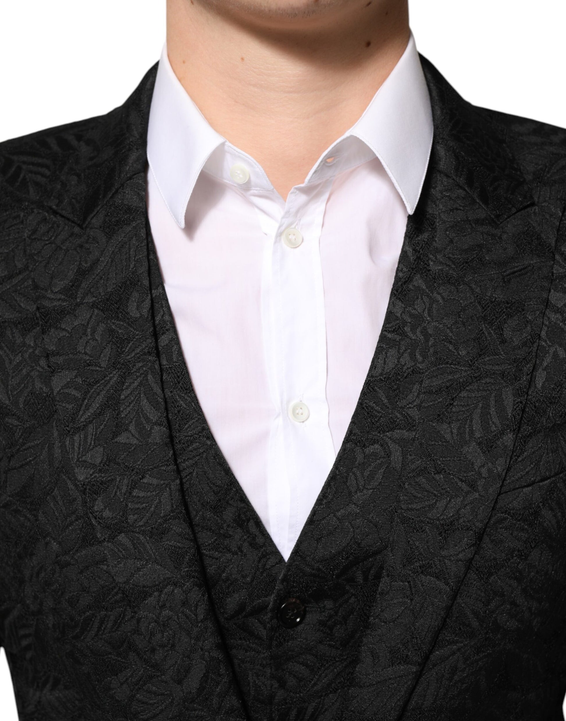 Dolce & Gabbana Black 3 Piece Brocade Jacquard Suit MARTINI