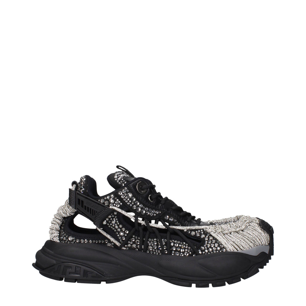 Black Fabric Chunky Sneakers