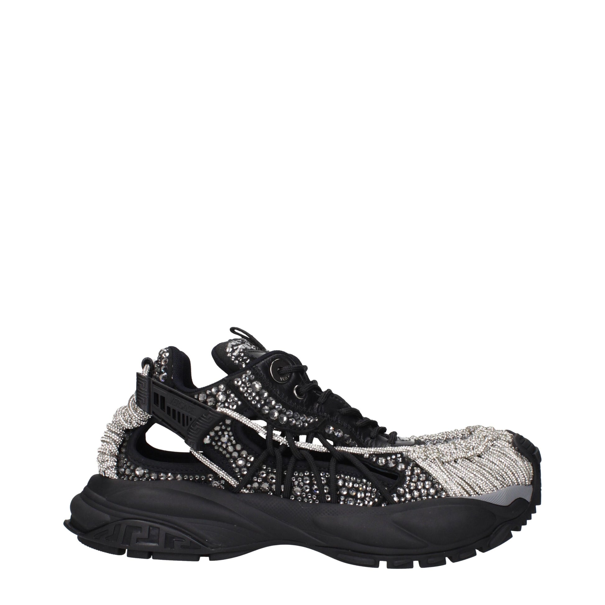 Black Fabric Chunky Sneakers