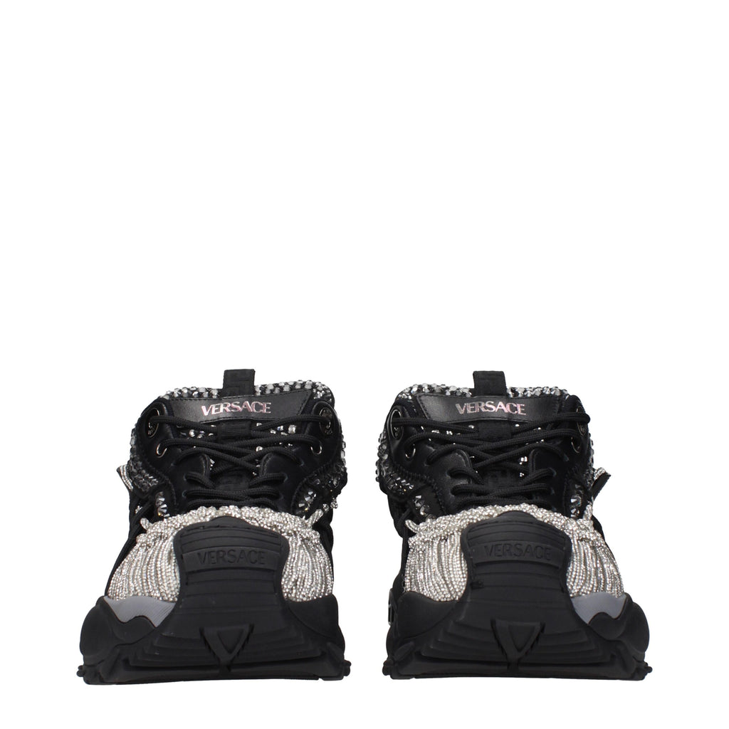 Black Fabric Chunky Sneakers
