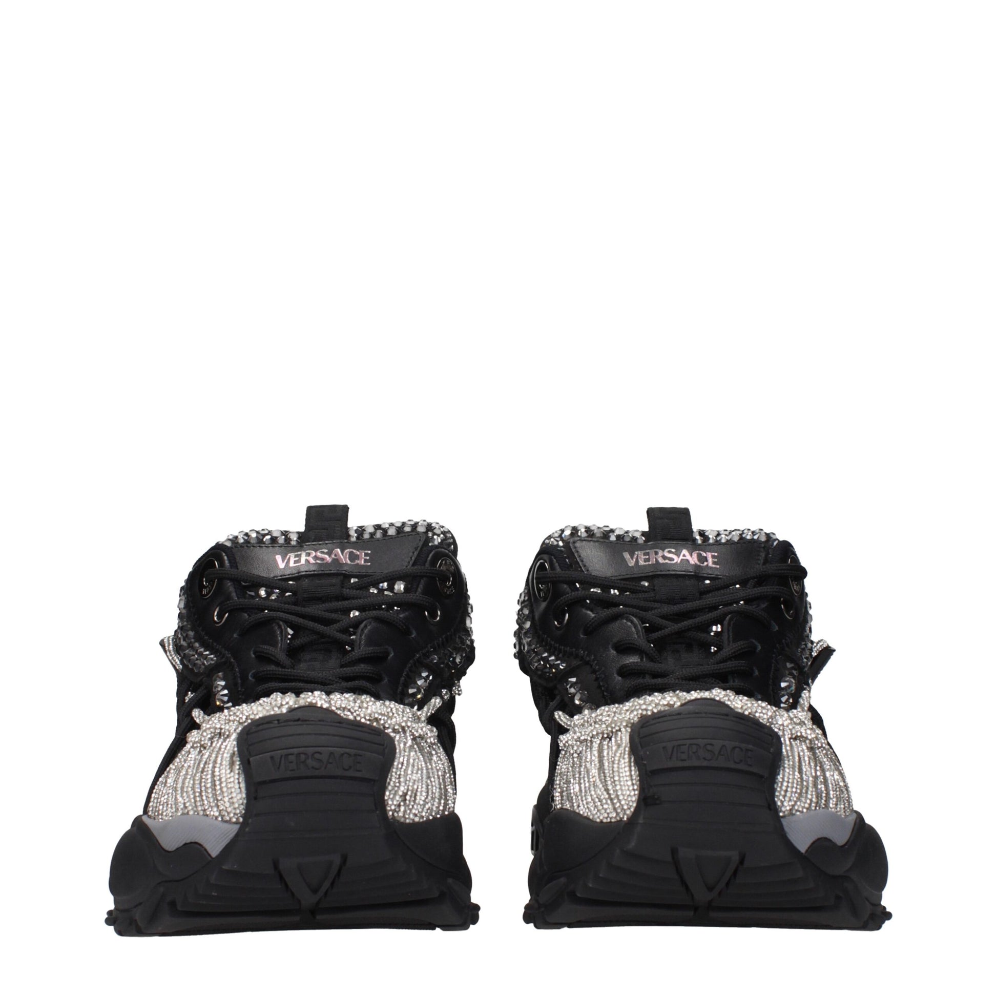 Black Fabric Chunky Sneakers