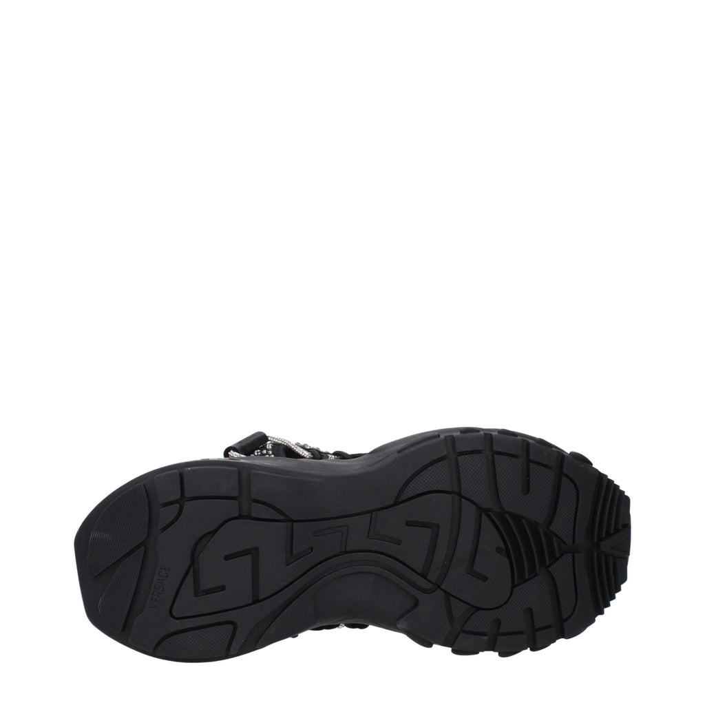 Black Fabric Chunky Sneakers