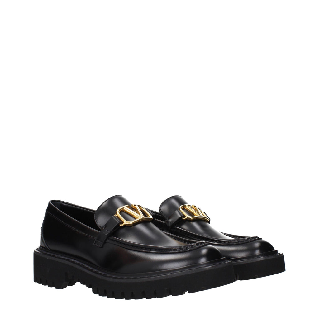 Black Leather Slip-On Loafers