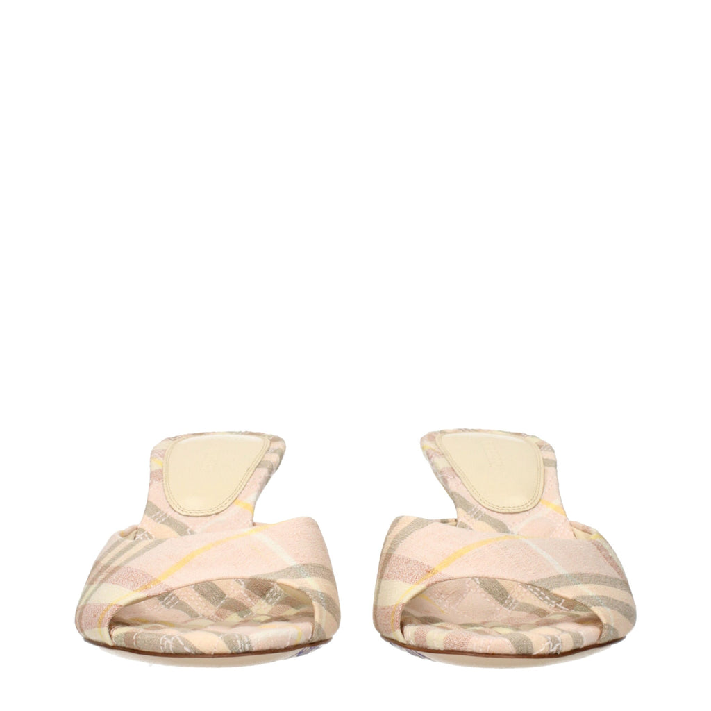 Pink Fabric Stiletto Heels Sandals