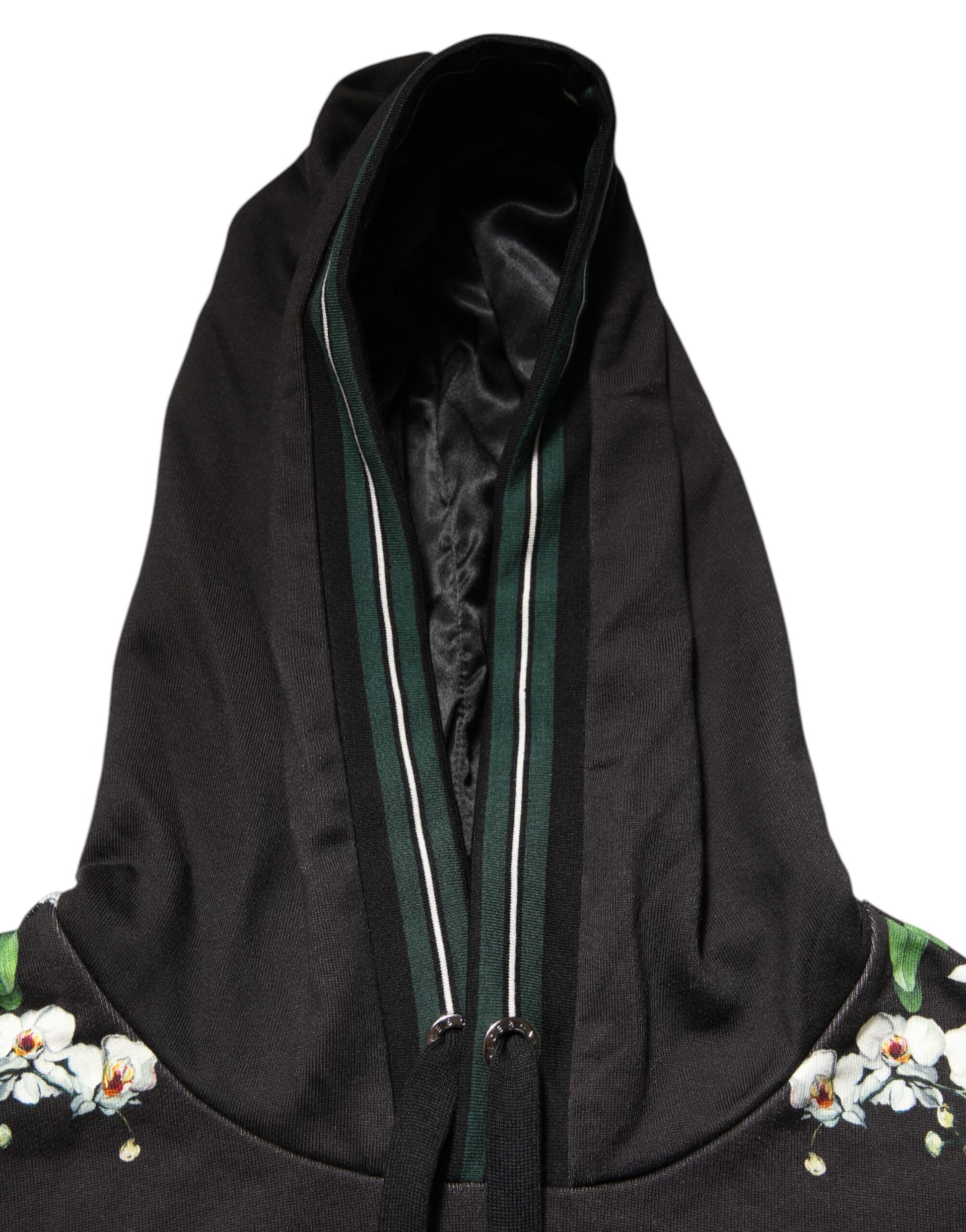 Dolce & Gabbana KING Black Orchid Floral Crown Logo Hoodie Sweater