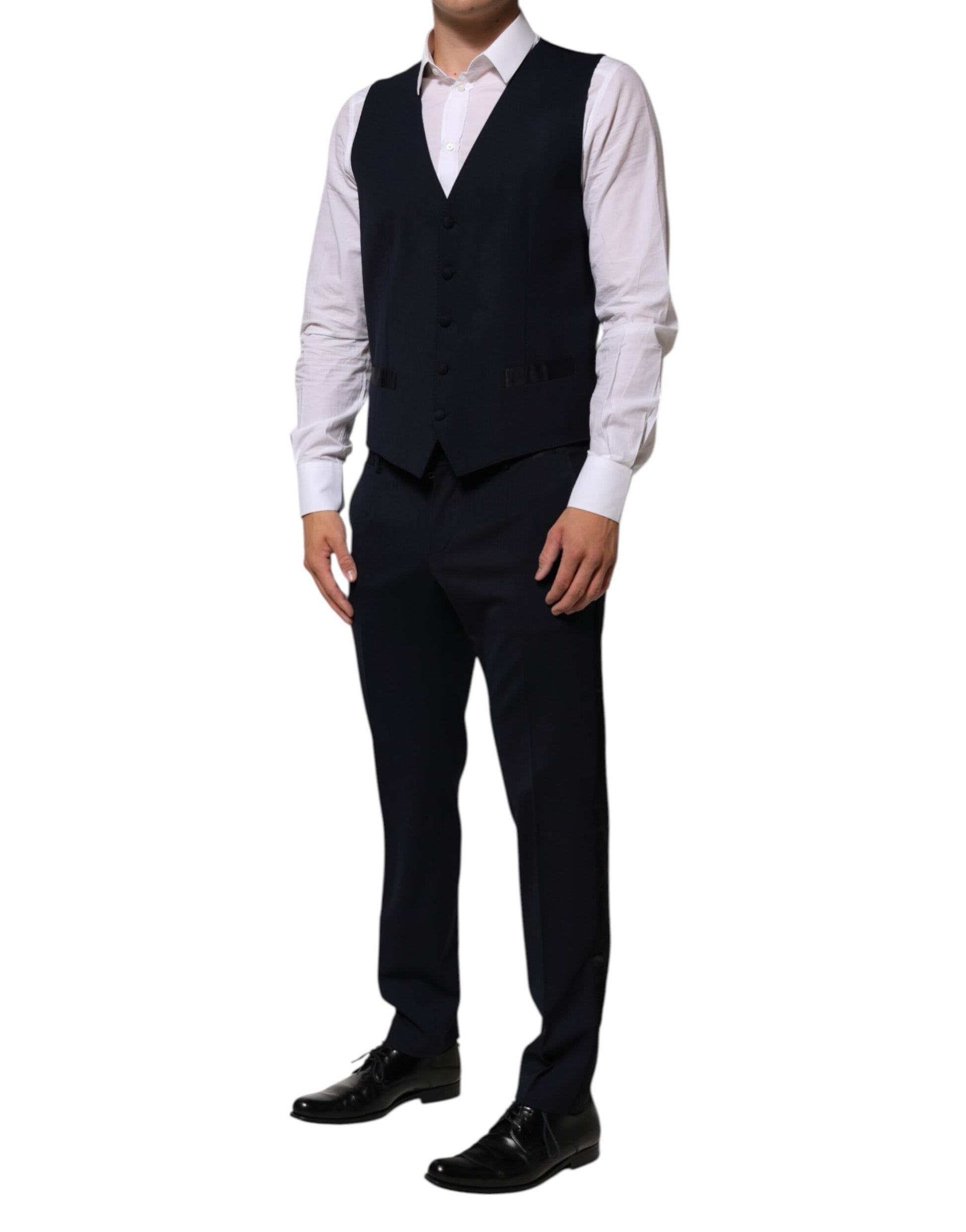 Dolce & Gabbana Black Wool 3 Piece Slim Fit Formal Men Suit