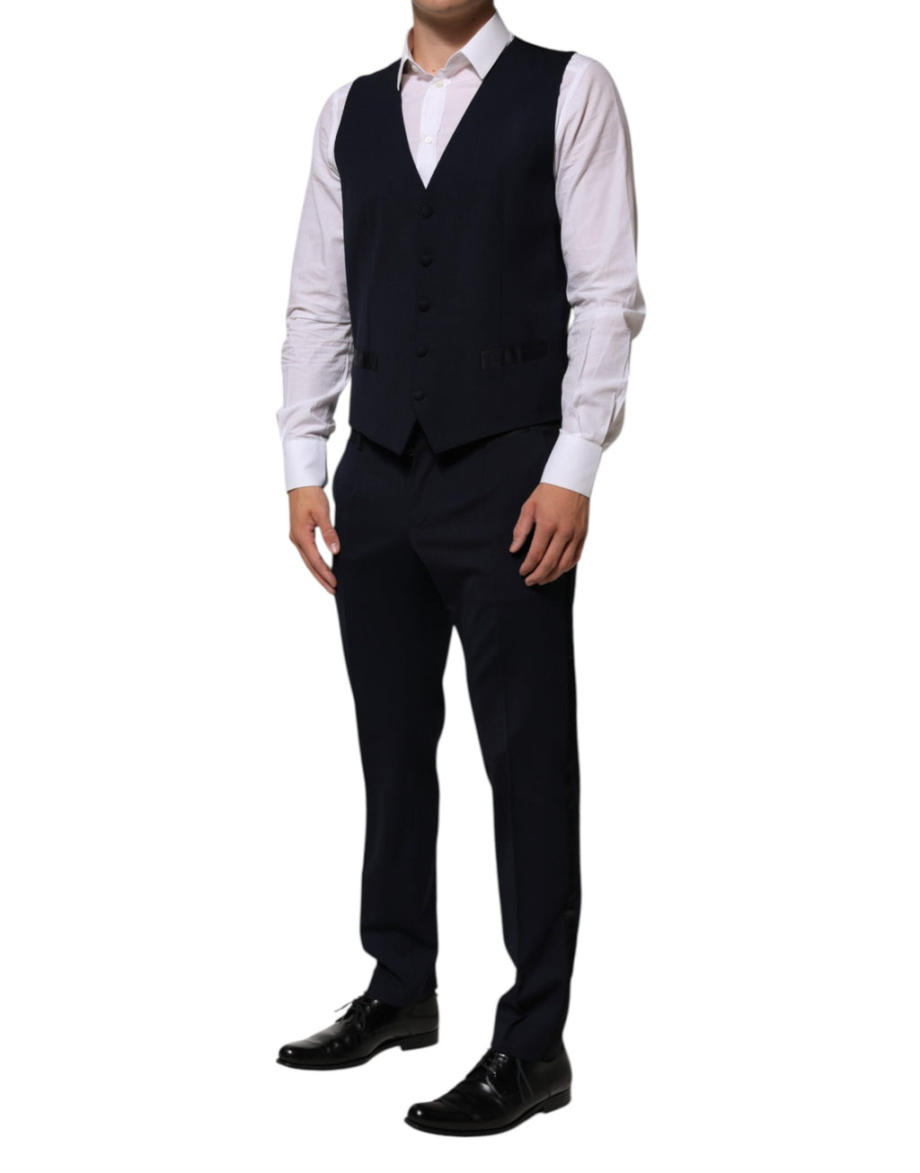 Dolce & Gabbana Black Wool 3 Piece Slim Fit Formal Men Suit