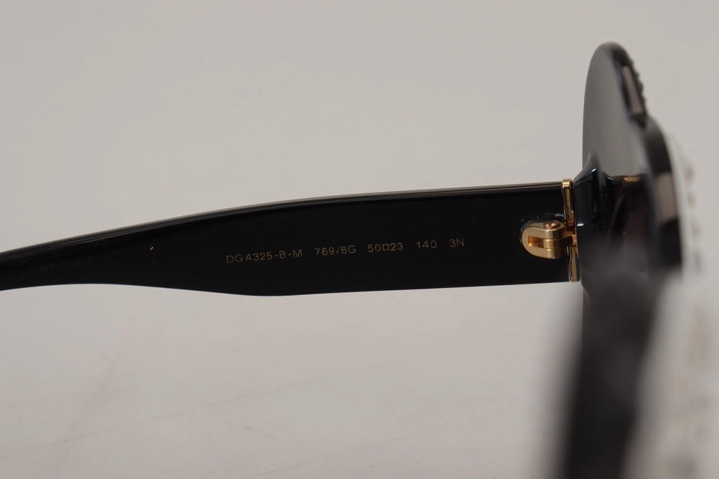 Dolce & Gabbana DG4325BM White Black Acetate Crystal Shades Sunglasses