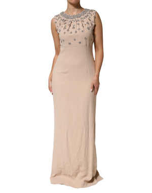 Dolce & Gabbana Nude Ecru Beaded Crystal Embellished Dress