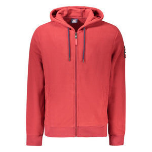 Red Polyester Men's Hooded Sweater