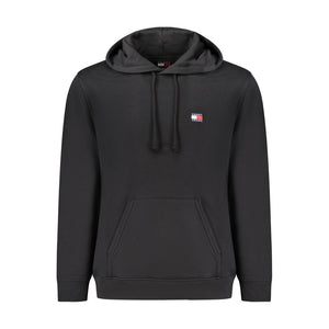 "Black Cotton Men Sweater with Central Pocket"