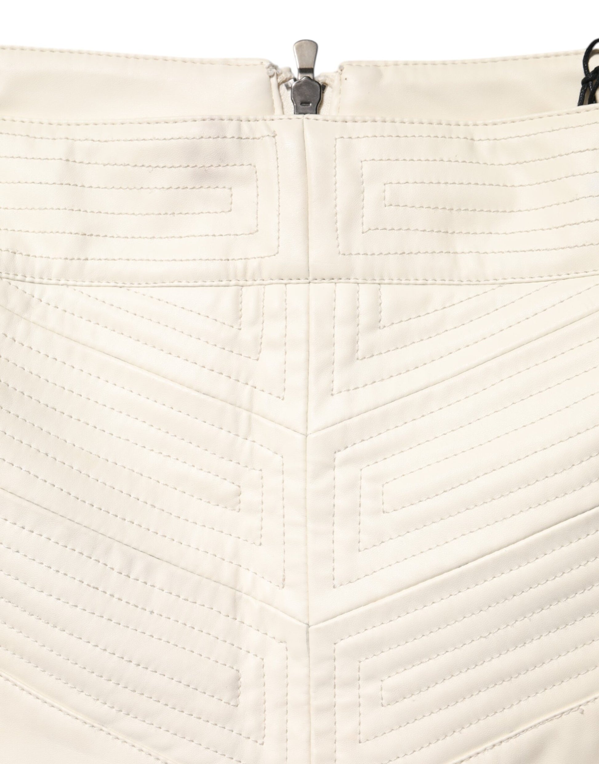 Guess Beige Faux Leather Quilted Mini High Waist Women  Skirt