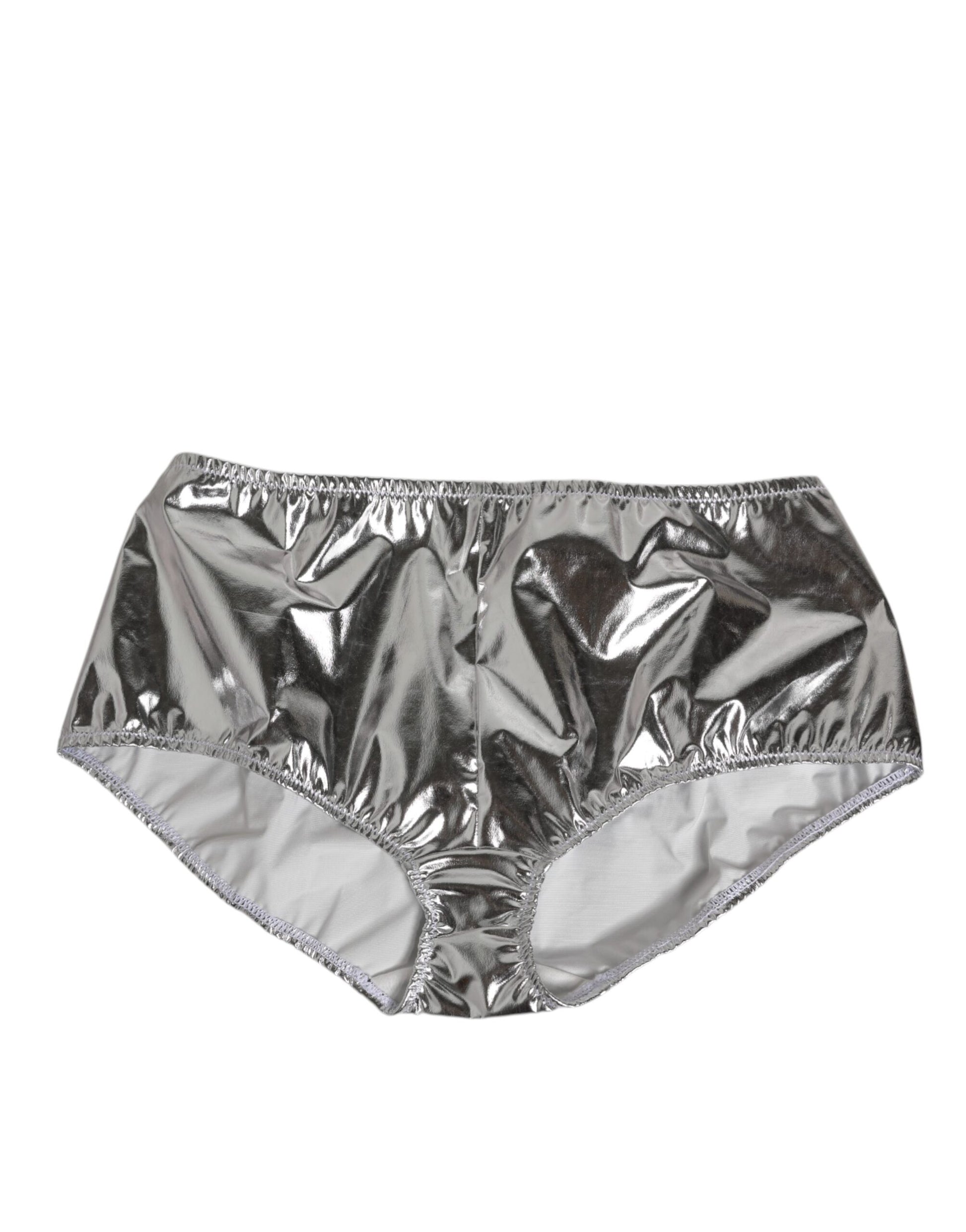 Dolce & Gabbana Silver Metallic High Waist Bikini Bottom Women  Underwear