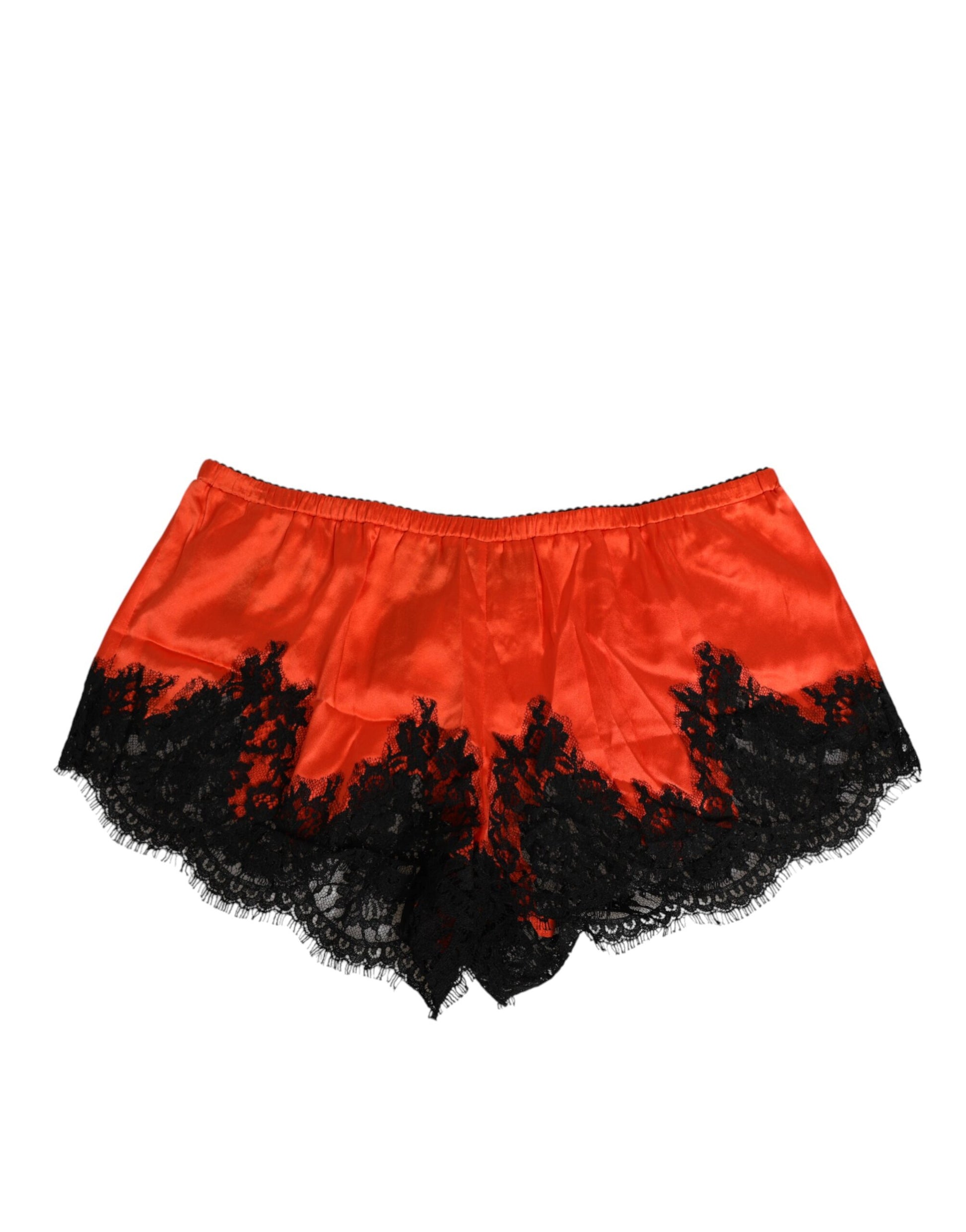 Dolce & Gabbana Red Silk Satin Lace Shorts Underwear