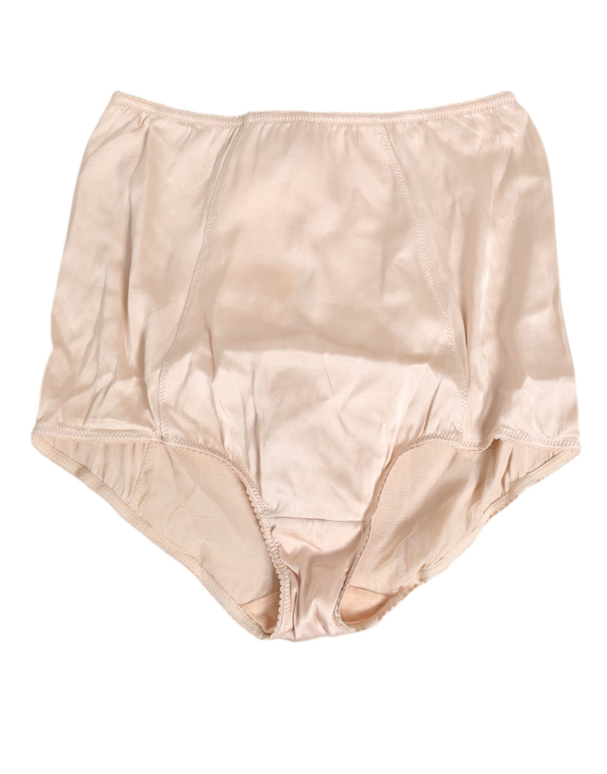 Dolce & Gabbana Beige Rosato Silk Satin High Waist Underwear
