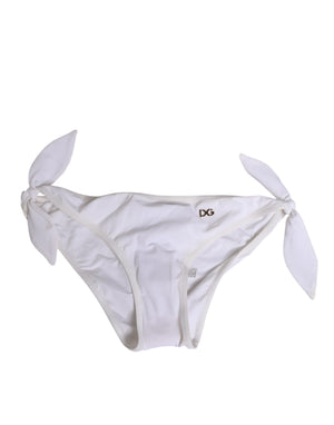 Dolce & Gabbana White Side Tie Logo Bikini Bottom Underwear