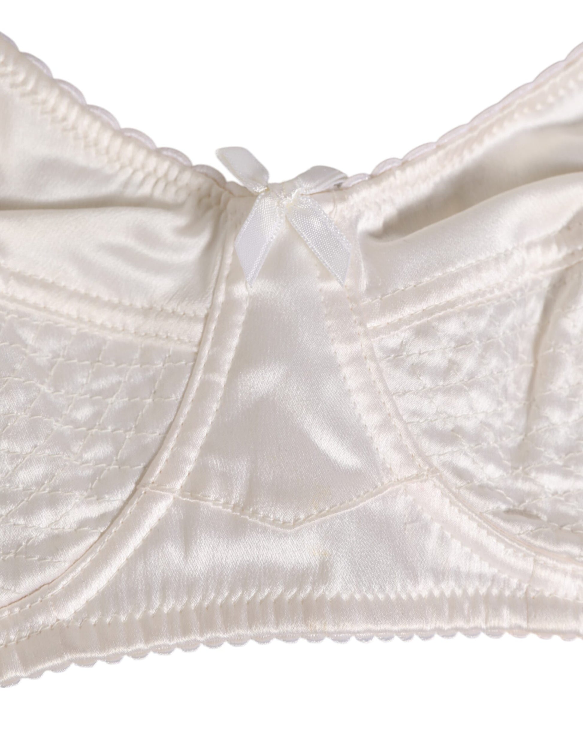 Dolce & Gabbana White Silk Satin Soft Cup Lingerie Bra Underwear