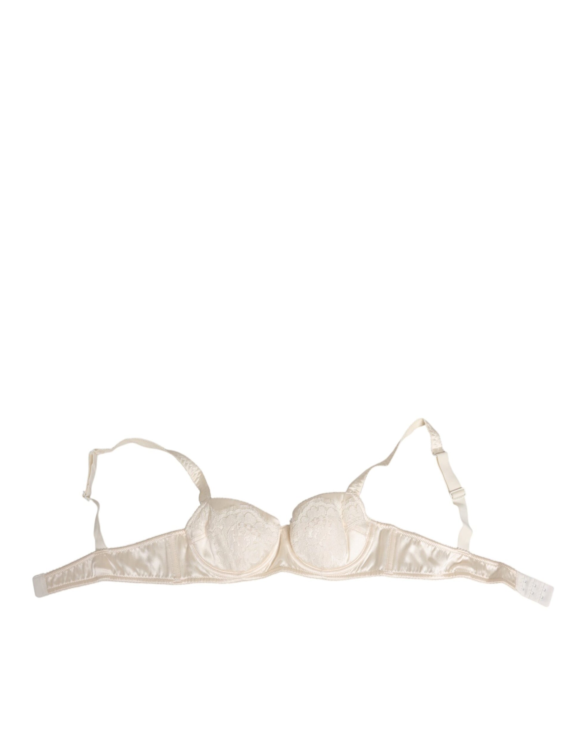 Dolce & Gabbana White Satin Lace Balconnet Lingerie Underwear