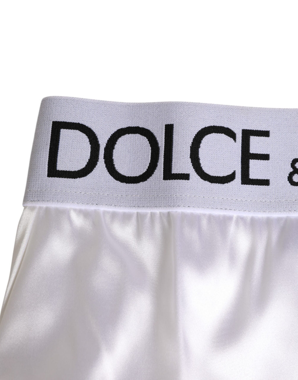 Dolce & Gabbana White Satin High-Waist Brief Logo Women Underwear