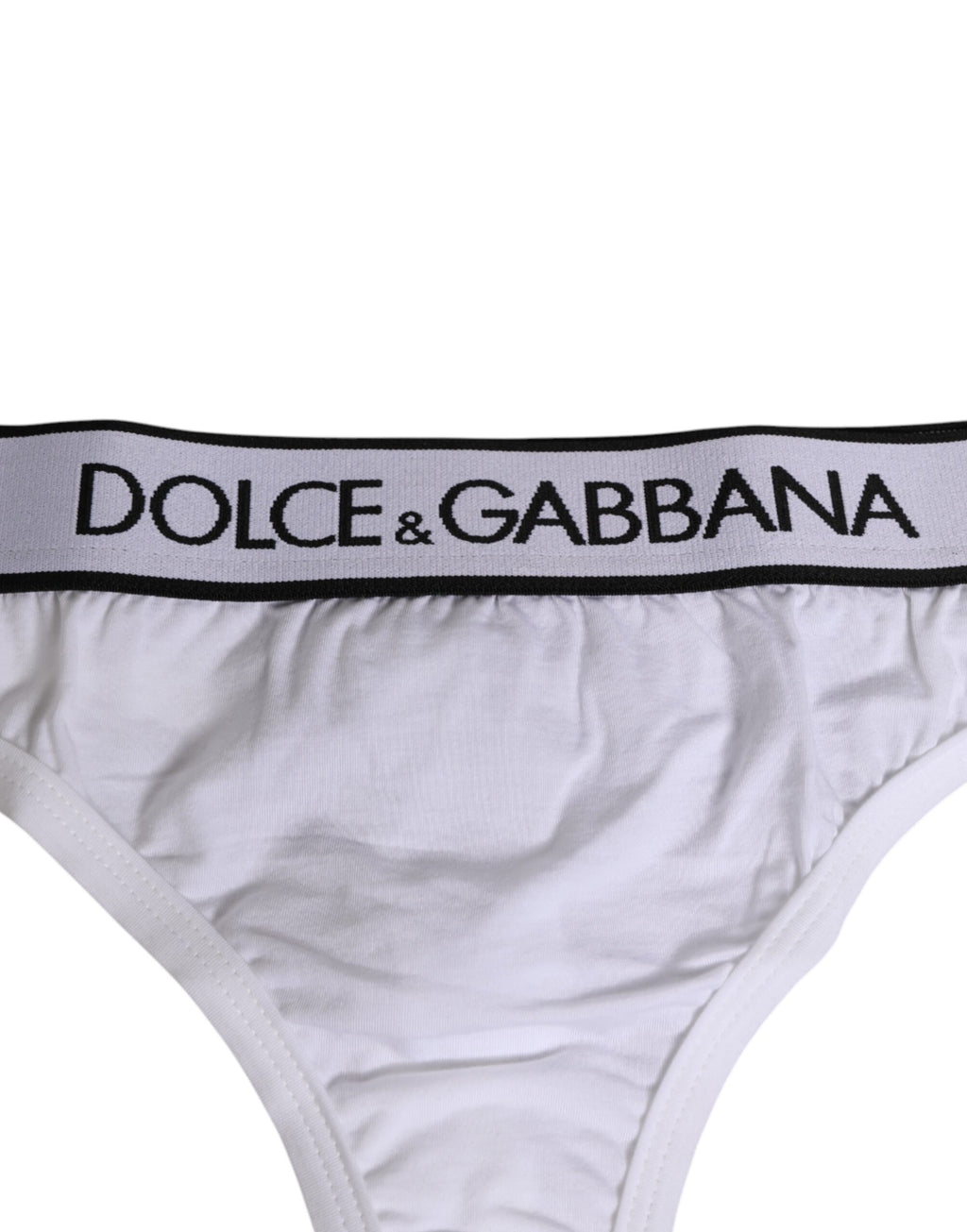 Dolce & Gabbana White Logo Waistband Modal Cotton Thong  Underwear
