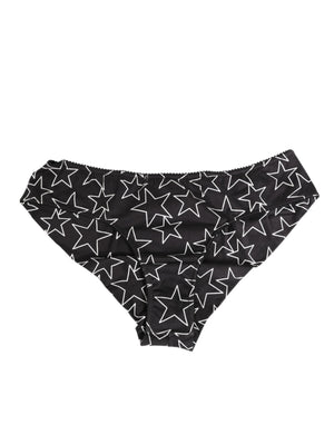 Dolce & Gabbana Black White Star Print Cotton Slip Panty Underwear