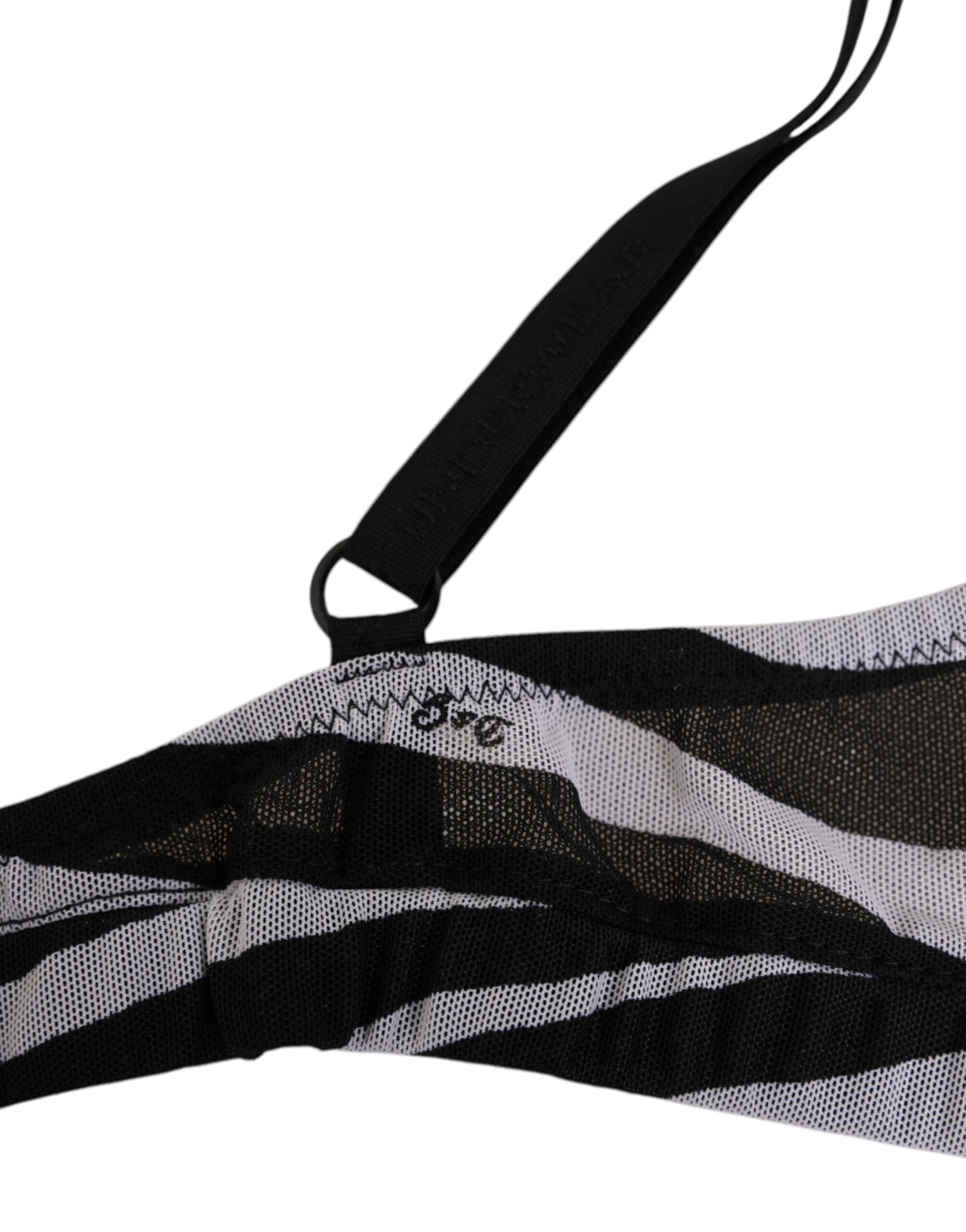 Dolce & Gabbana Black White Zebra Print Sheer Mesh Bralette Underwear