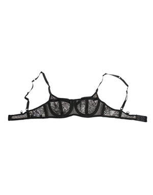 Dolce & Gabbana Black Floral Lace Sheer Underwire Bra Underwear