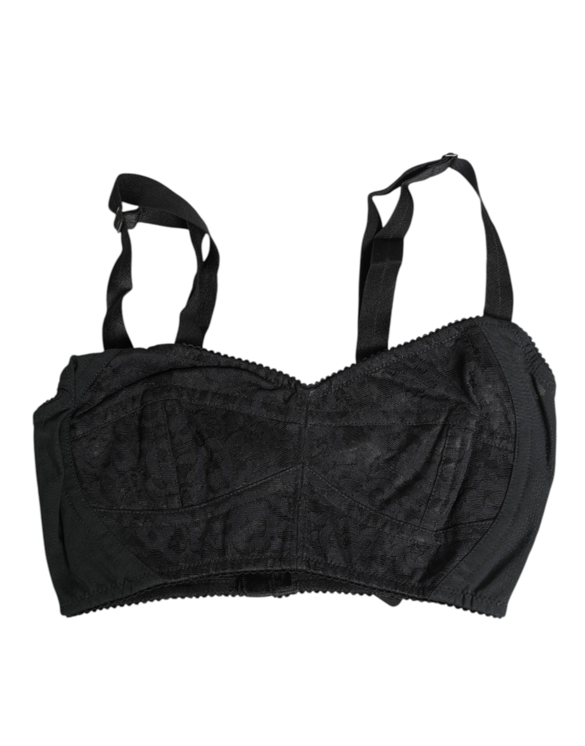 Dolce & Gabbana Black Stretch Nylon Bustier Bra Underwear