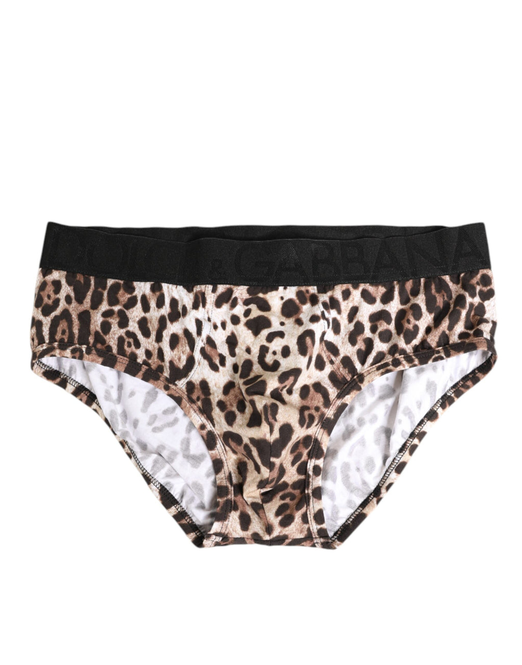 Dolce & Gabbana Leopard Print Black Waistband Cotton Underwear