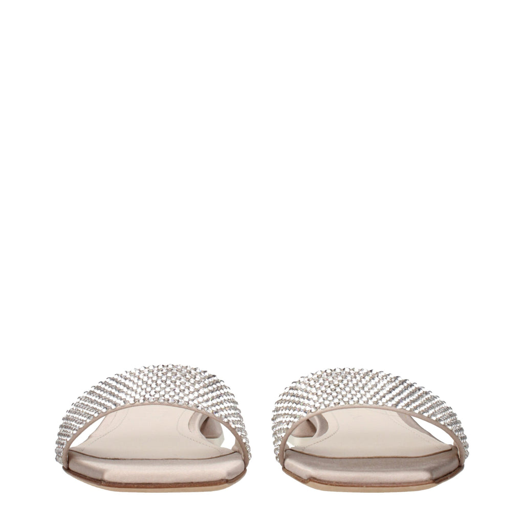 Beige Satin Slippers Sandals
