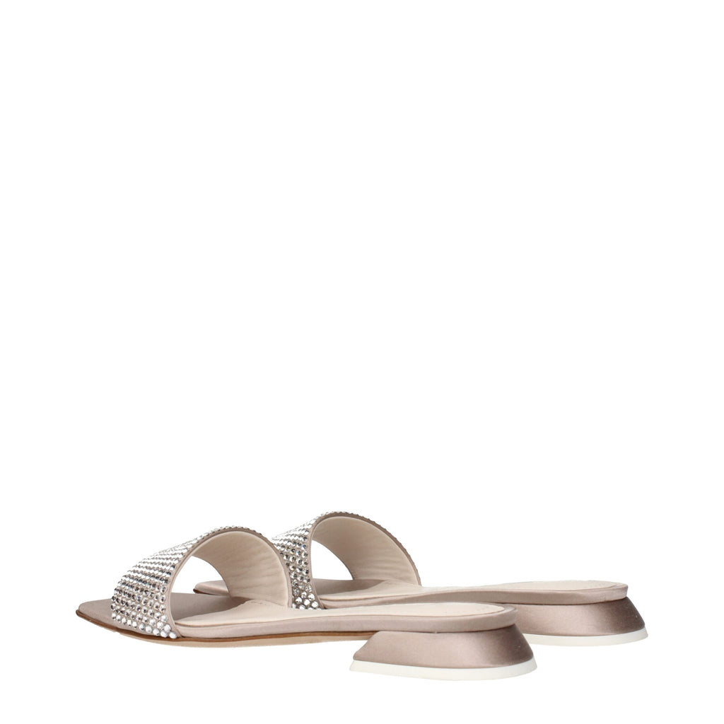 Beige Satin Slippers Sandals