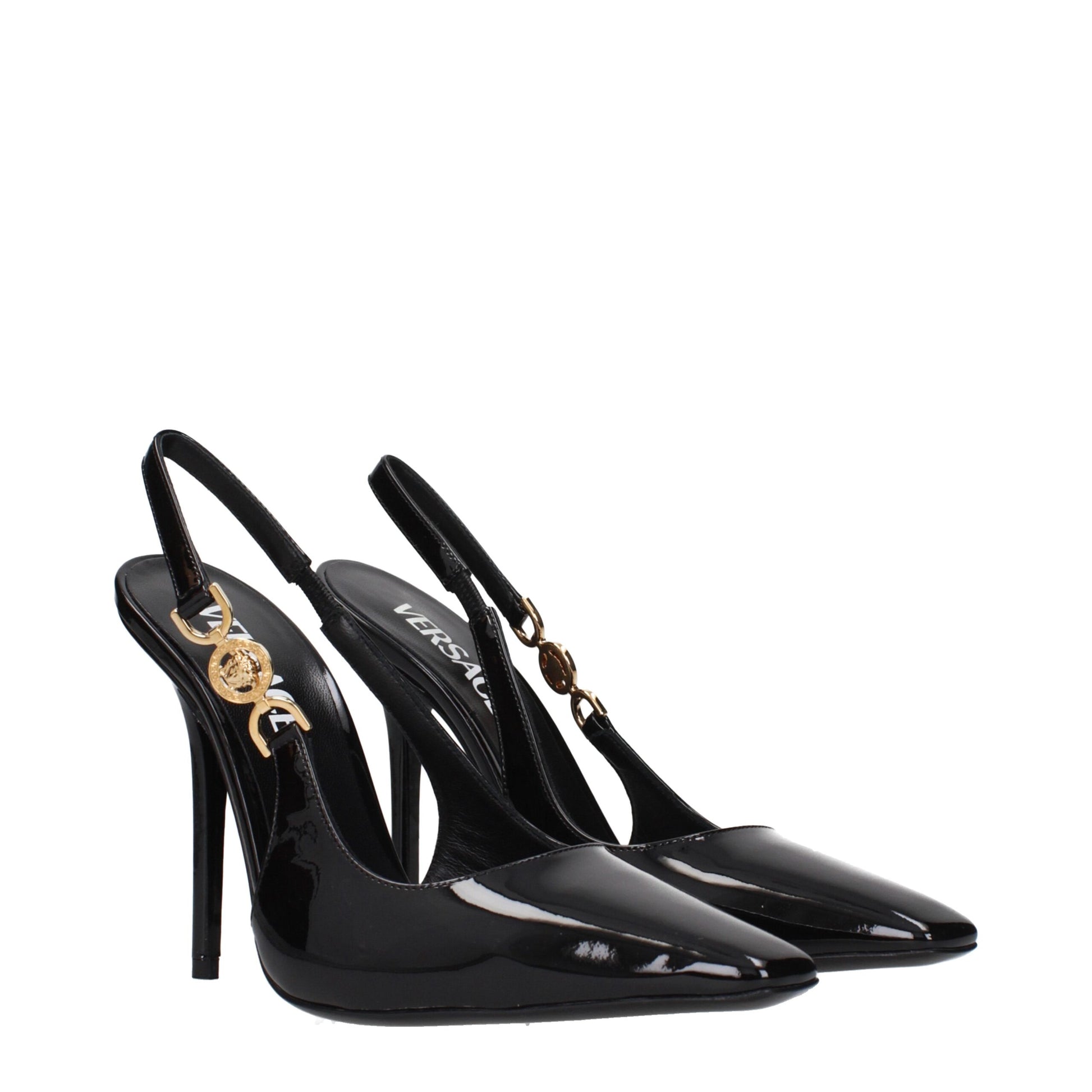 Black Leather High Heel Pumps
