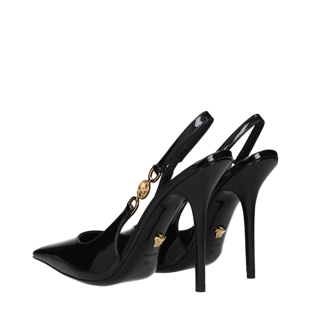Black Leather High Heel Pumps