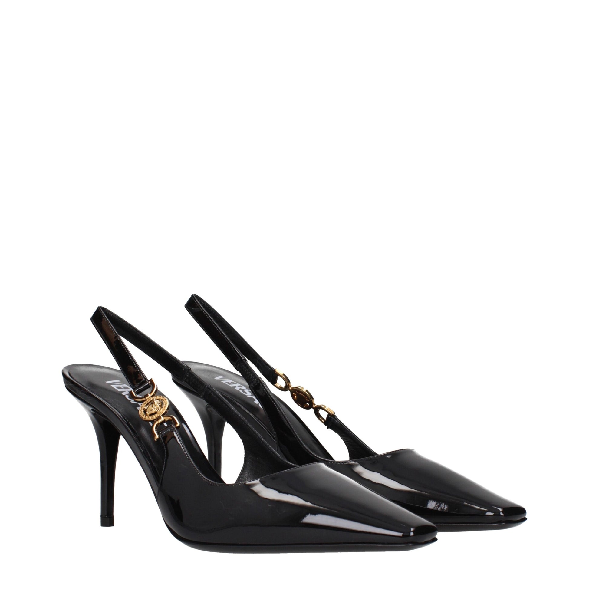 Black Leather High Heel Pumps