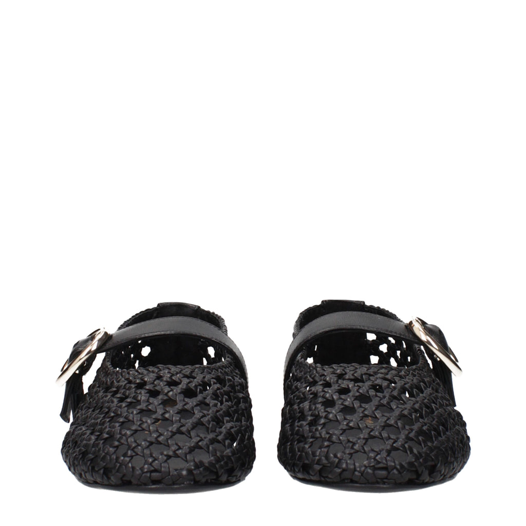 Black Leather Ballet Flats