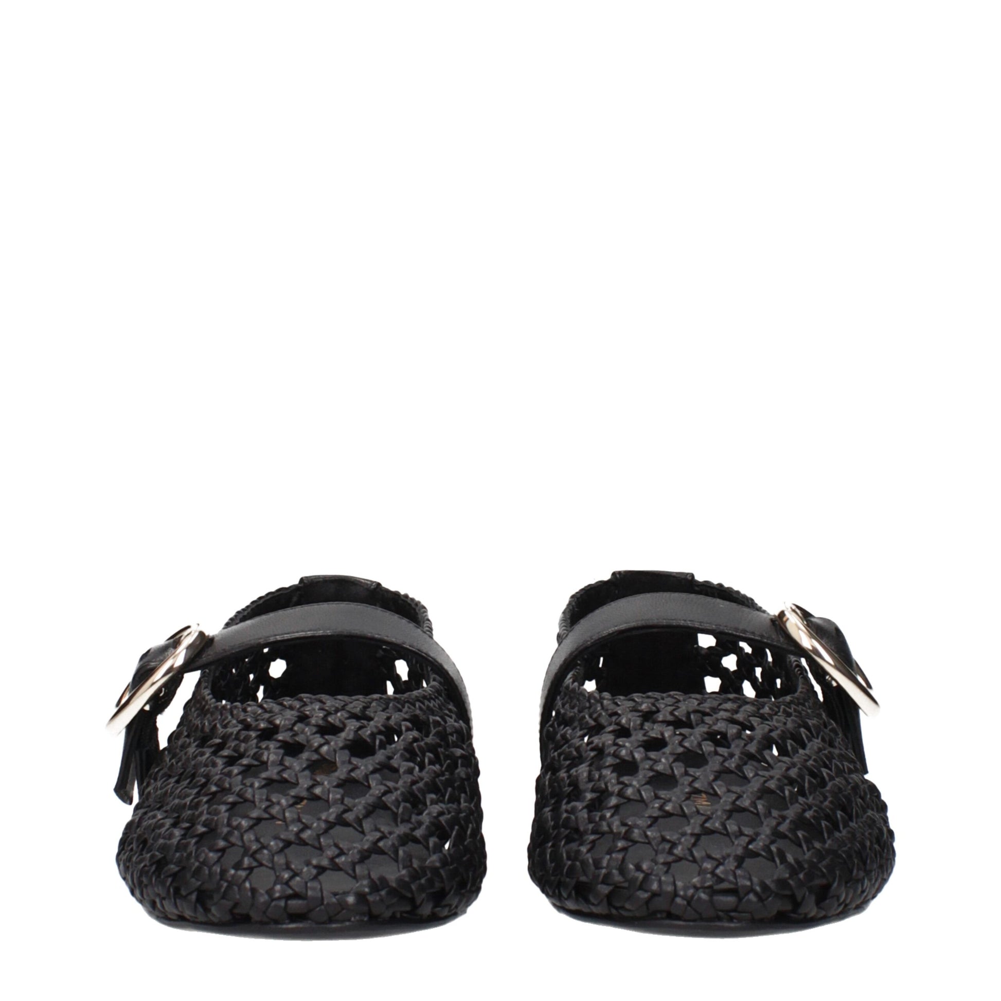 Black Leather Ballet Flats
