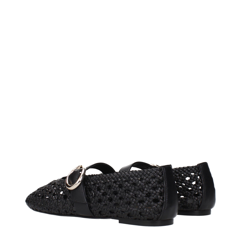 Black Leather Ballet Flats