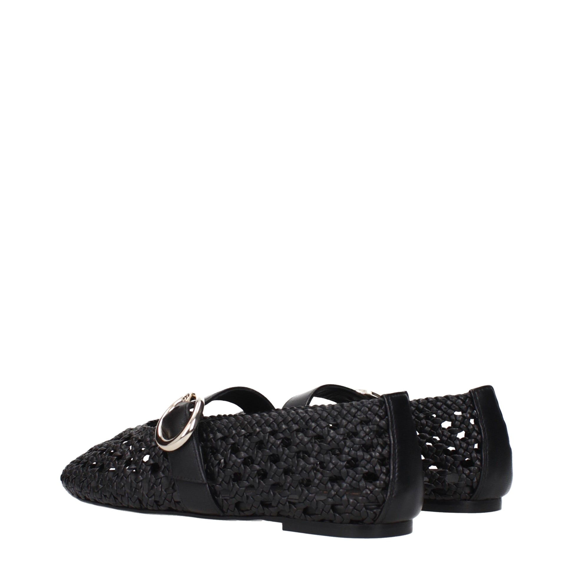 Black Leather Ballet Flats
