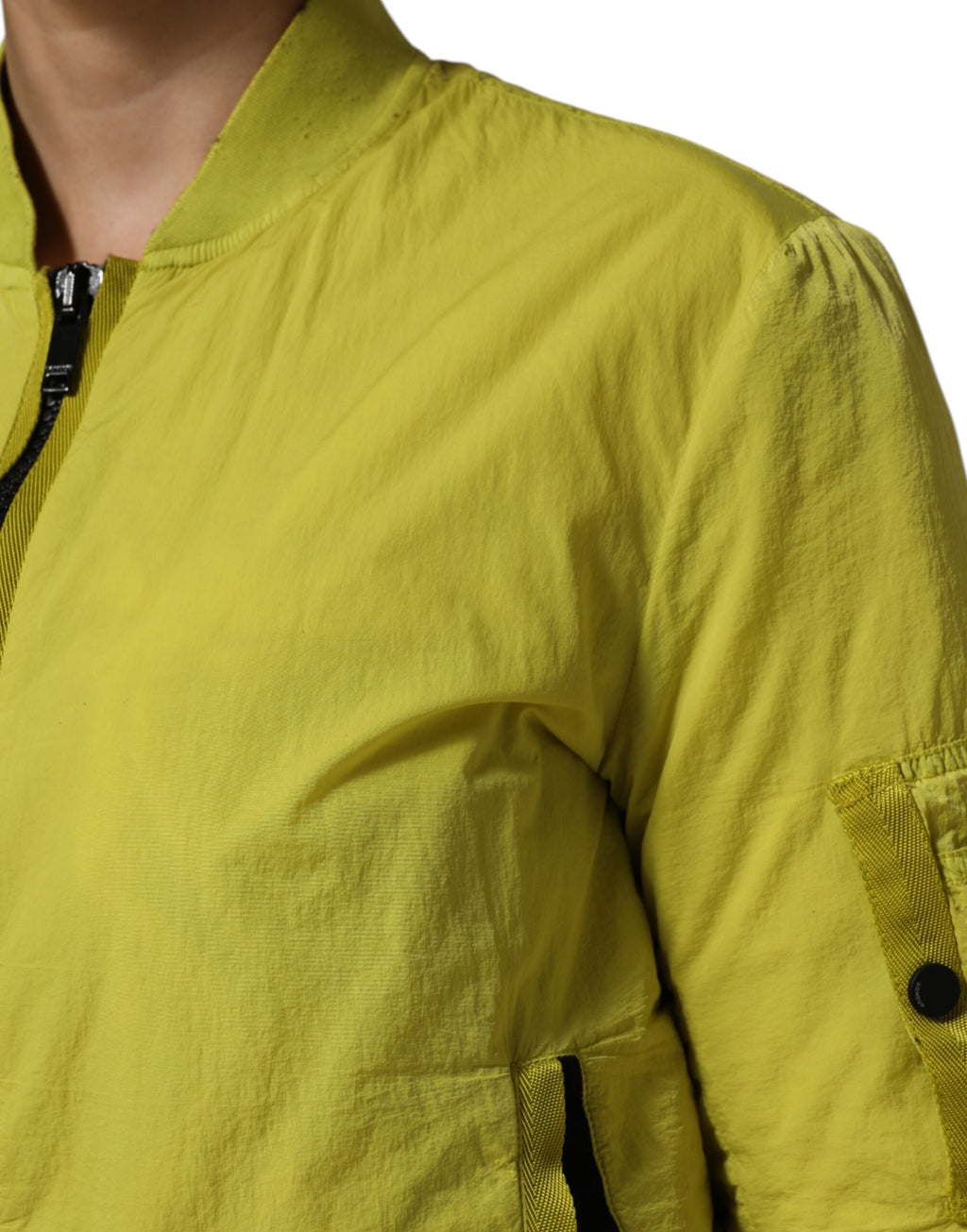 Dolce & Gabbana Yellow Polyamide Zipper Bomber Women’s Jacket