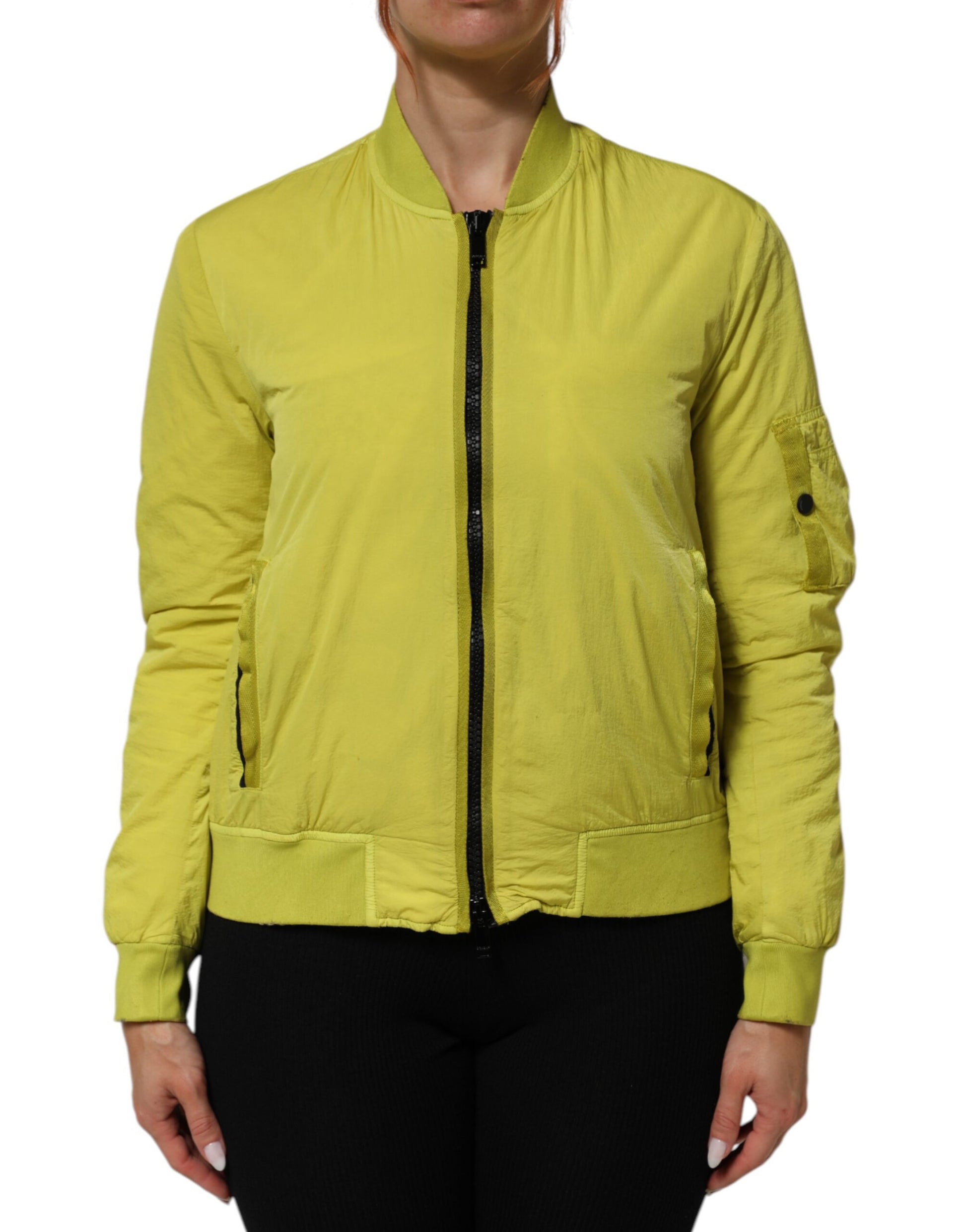 Dondup Yellow Polyamide Zipper Bomber Women’s Jacket